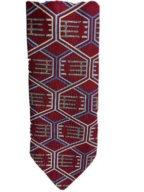 Trail Creek Mens Silk Geometric Regular Tie Necktie Multi-Color Red 58 inch